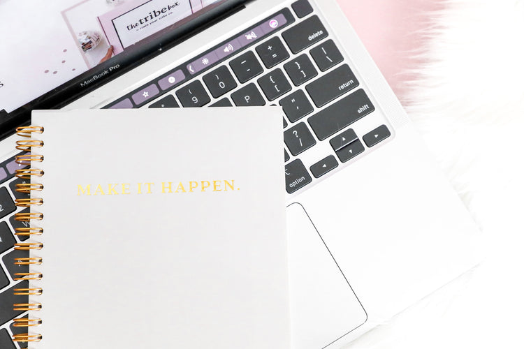 "Make it Happen" Gold Embossed Notebook